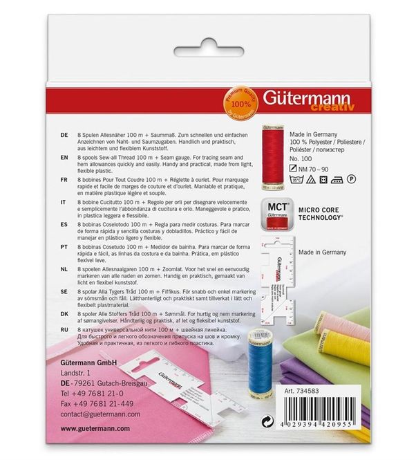 Hovedbilde Gütermann Polyester 8 x100m + Sømometer